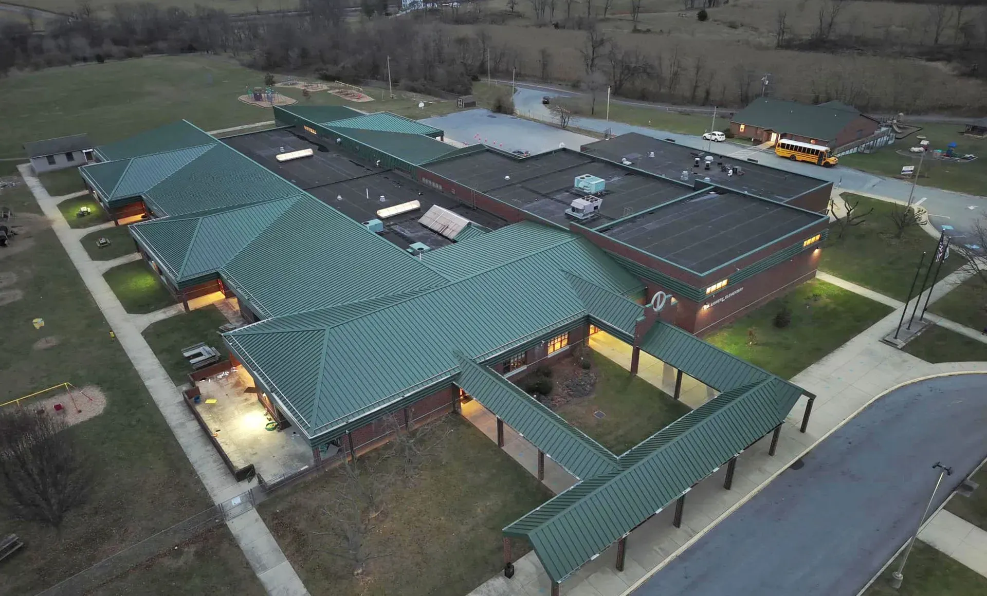 Commercial metal roofing system installed on a building in Martinsburg WV